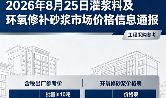金口河2026年8月25日灌浆料及环氧修补砂浆市场价格信息通报